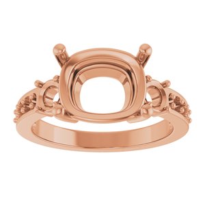 14K Rose Gold 11x9 mm Elongated Cushion Ring Mounting – image 6
