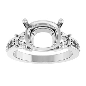 Platinum 11x9 mm Elongated Cushion Ring Mounting – image 6