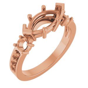 10K Rose Gold 11x5.5 mm Marquise Ring Mounting – image 2