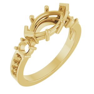 18K Yellow Gold 11x5.5 mm Marquise Ring Mounting – image 2