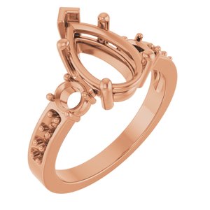14K Rose Gold 11.5x7 mm Pear Ring Mounting – image 2