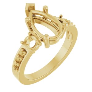 14K Yellow Gold 11.5x7 mm Pear Ring Mounting – image 2