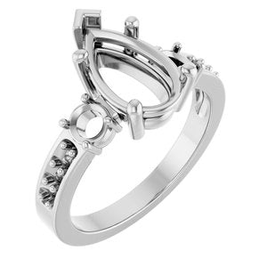 14K White Gold 11.5x7 mm Pear Ring Mounting – image 2