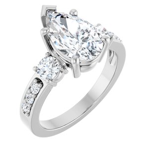 18K White Gold 11.5x7 mm Pear Ring Mounting