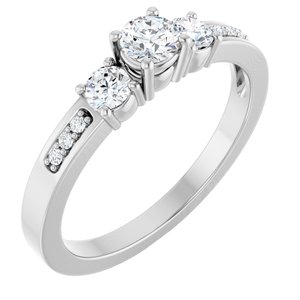 14K X1 White Gold 3.8 mm Round Ring Mounting