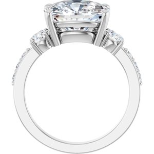 10K White Gold 11x9 mm Elongated Cushion Ring Mounting – image 3