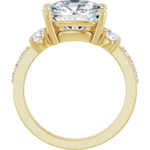 10K Yellow Gold 11x9 mm Elongated Cushion Ring Mounting – image 3