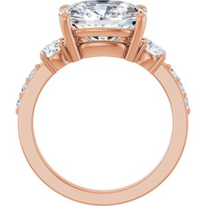 10K Rose Gold 11x9 mm Elongated Cushion Ring Mounting – image 3