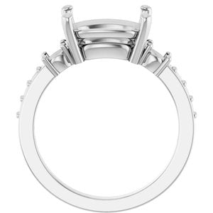 18K White Gold 11x9 mm Elongated Cushion Ring Mounting – image 4
