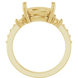 10K Yellow Gold 11x9 mm Elongated Cushion Ring Mounting – image 4