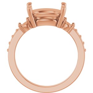 18K Rose Gold 11x9 mm Elongated Cushion Ring Mounting – image 4
