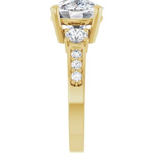 14K Yellow Gold 11x9 mm Elongated Cushion Ring Mounting – image 7