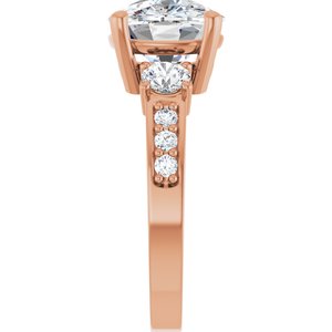14K Rose Gold 11x9 mm Elongated Cushion Ring Mounting – image 7