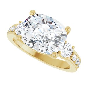 14K Yellow Gold 11x9 mm Elongated Cushion Ring Mounting – image 8