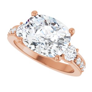 14K Rose Gold 11x9 mm Elongated Cushion Ring Mounting – image 8
