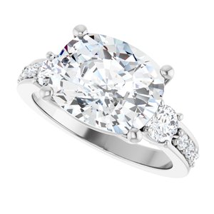 18K White Gold 11x9 mm Elongated Cushion Ring Mounting – image 8