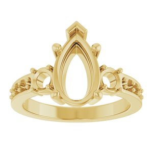 14K Yellow Gold 11.5x7 mm Pear Ring Mounting – image 6