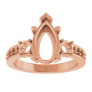 14K Rose Gold 11.5x7 mm Pear Ring Mounting – image 6