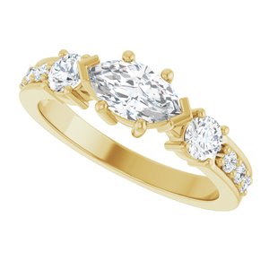 18K Yellow Gold 8x4.5 mm Marquise Ring Mounting – image 8