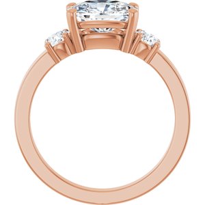 10K Rose Gold 8.5x6.5 mm Elongated Cushion Ring Mounting – image 3