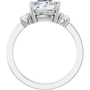 14K White Gold 8.5x6.5 mm Elongated Cushion Ring Mounting – image 3