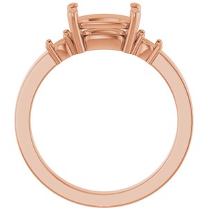 10K Rose Gold 8.5x6.5 mm Elongated Cushion Ring Mounting – image 4