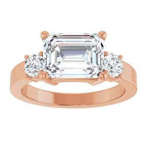 10K Rose Gold 9x7 mm Emerald Ring Mounting – image 5