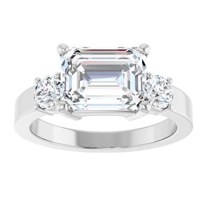 Platinum 9x7 mm Emerald Ring Mounting – image 5