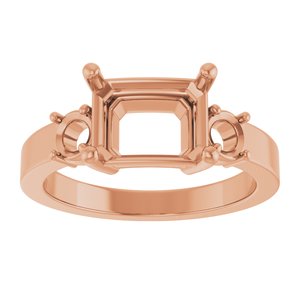 14K Rose Gold 9x7 mm Emerald Ring Mounting – image 6