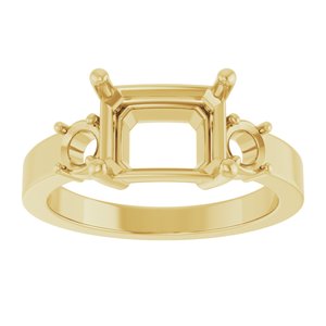 10K Yellow Gold 9x7 mm Emerald Ring Mounting – image 6