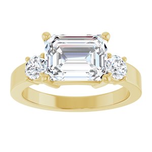 10K Yellow Gold 9x7 mm Emerald Ring Mounting – image 5