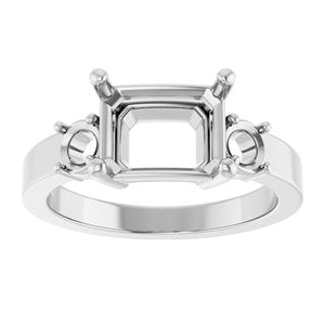 Platinum 9x7 mm Emerald Ring Mounting – image 6