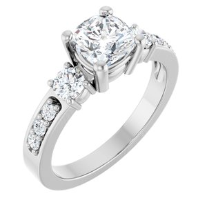 10K White Gold 6x6 mm Cushion Ring Mounting