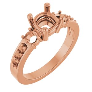 14K Rose Gold 6x6 mm Cushion Ring Mounting – image 2