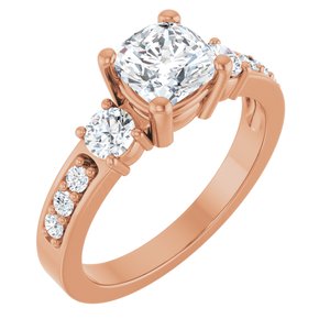 10K Rose Gold 6x6 mm Cushion Ring Mounting