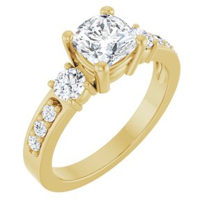 18K Yellow Gold 6x6 mm Cushion Ring Mounting