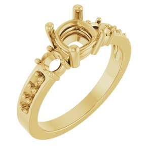 14K Yellow Gold 6x6 mm Cushion Ring Mounting – image 2