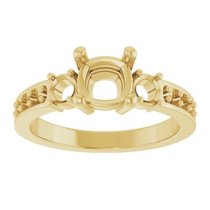 10K Yellow Gold 6x6 mm Cushion Ring Mounting – image 6