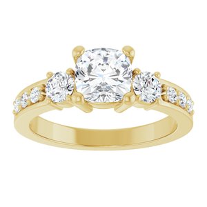 18K Yellow Gold 6x6 mm Cushion Ring Mounting – image 5