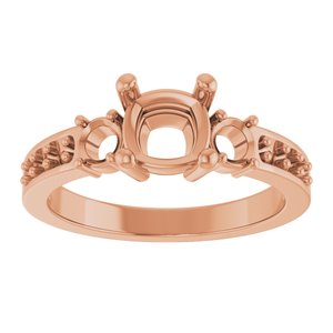 14K Rose Gold 6x6 mm Cushion Ring Mounting – image 6