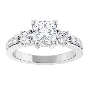 18K White Gold 6x6 mm Cushion Ring Mounting – image 5