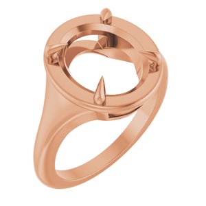 10K Rose Gold 12x10 mm Oval Ring Mounting – image 2