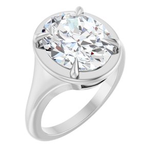 18K White Gold 12x10 mm Oval Ring Mounting