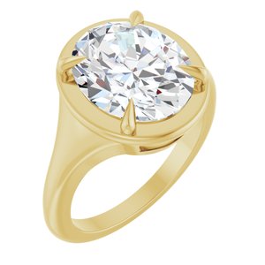 14K Yellow Gold 12x10 mm Oval Ring Mounting