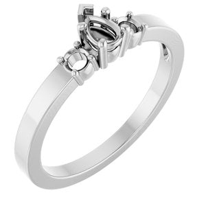 18K White Gold 4.5x3 mm Pear Ring Mounting – image 2