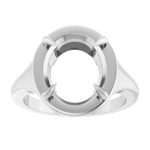 14K X1 White Gold 12x10 mm Oval Ring Mounting – image 6