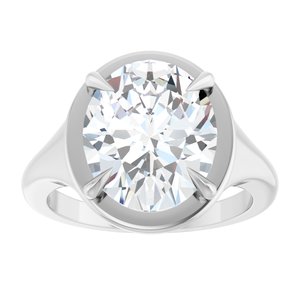 14K White Gold 12x10 mm Oval Ring Mounting – image 5