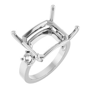 10K White Gold 18x13 mm Emerald Ring Mounting – image 2