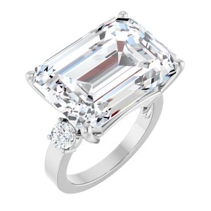 10K White Gold 18x13 mm Emerald Ring Mounting