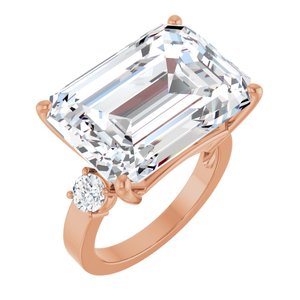 14K Rose Gold 18x13 mm Emerald Ring Mounting